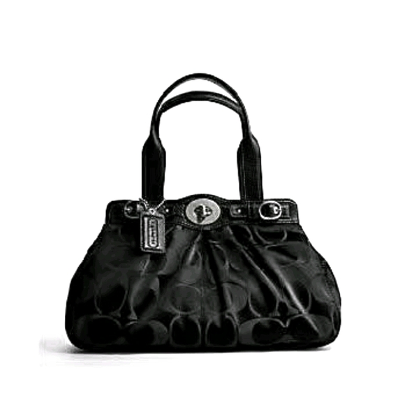 Coach Handbags - 🖤 Coach Garnet Black Signature Turnlock Carryall Hobo Shoulder Bag